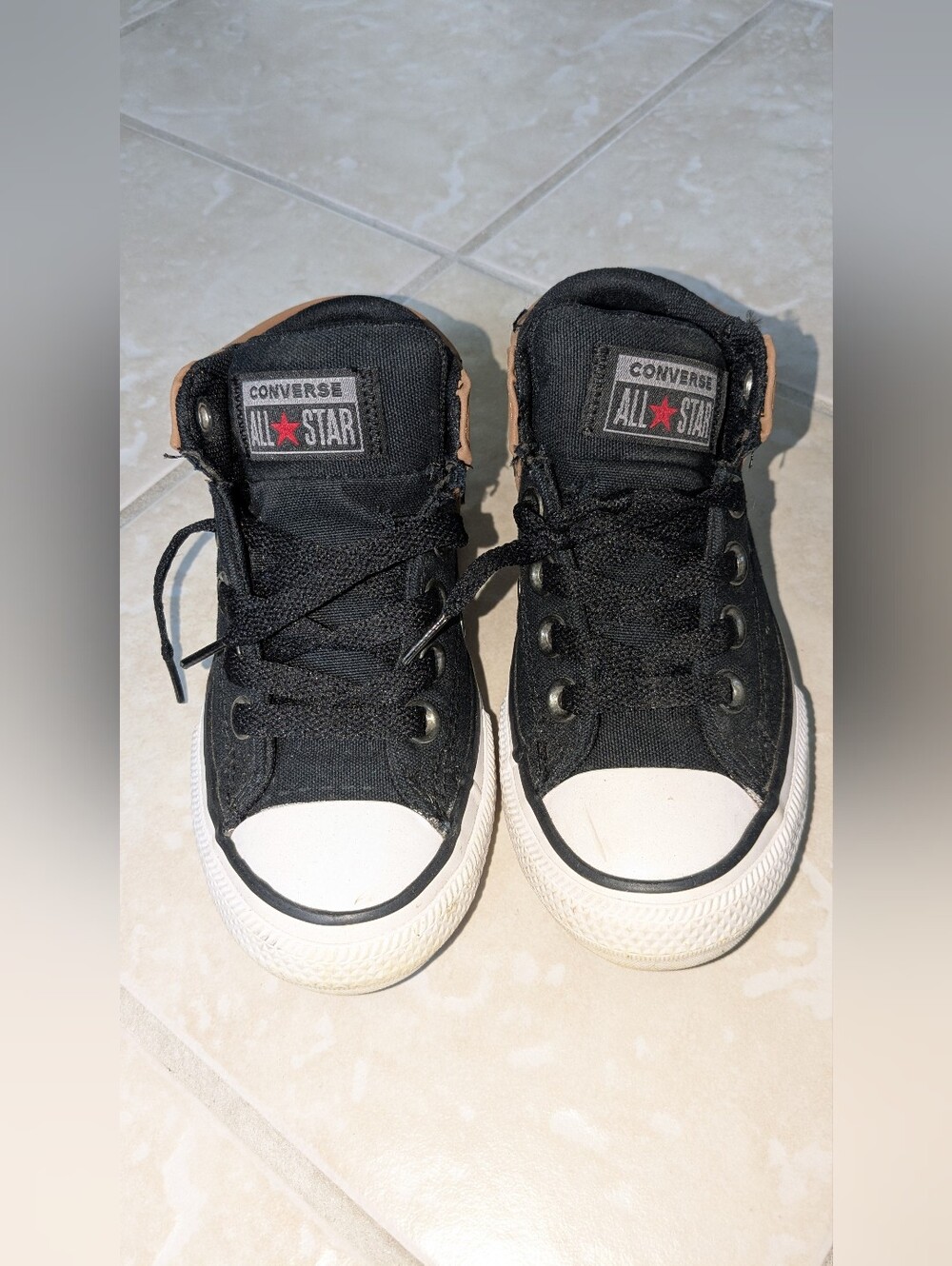 Converse Kids Black Canvas High-Top Sneakers with White Toe